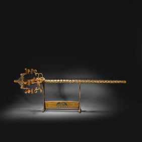 Gold Buddha-head scepter from the Ming Dynasty or earlier in China