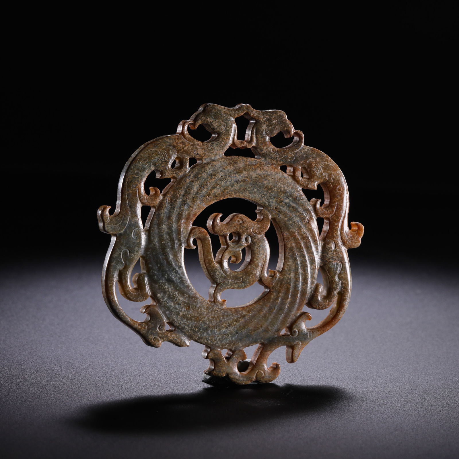 Chinese Han Dynasty Jade Bi with Double Phoenix Design (1 of 7)