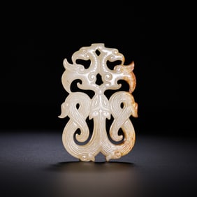 Chinese Han Dynasty Chilong and Double Phoenix Pendant