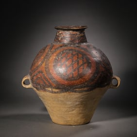 Chinese Neolithic Majiayao Culture Painted Pottery Double-Handled Jar