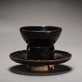 A set of black-glazed cups and saucers from the Cizhou kiln of the Northern Song Dynasty, China