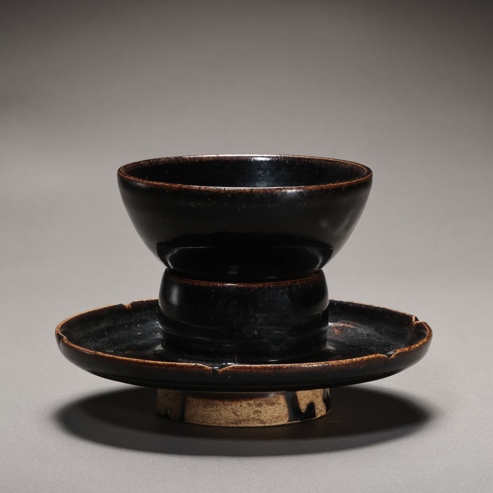 A set of black-glazed cups and saucers from the Cizhou kiln of the Northern Song Dynasty, China (1 of 12)