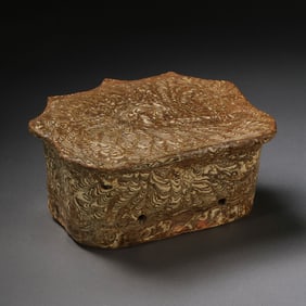 Chinese Tang Dynasty Black and White Glazed Marbled Pillow