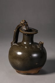 Black-glazed dragon-handled ewer from Gongxian kiln, Tang Dynasty, China