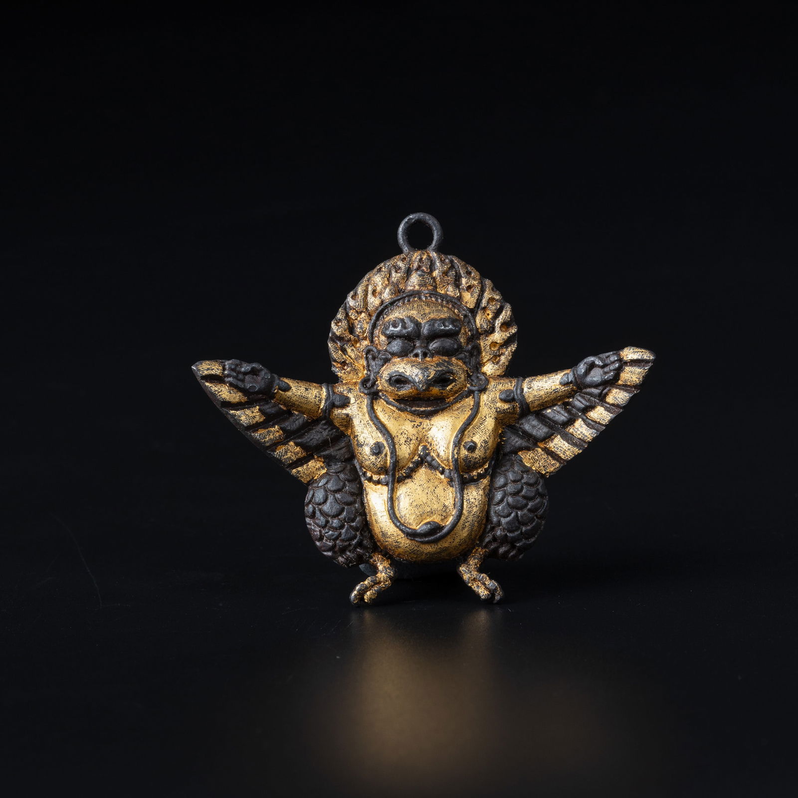 TIBETAN GILDED BRONZE GARUDA MOTIF AMULET PENDANT [6 X 5.5CM, 30GRAM] (1 of 4)