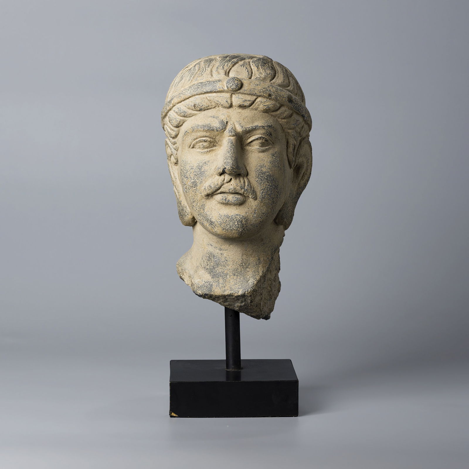 INDO-GREEK SCHIST STONE HEAD OF A NOBLEMAN SCULPTURE (1 of 4)