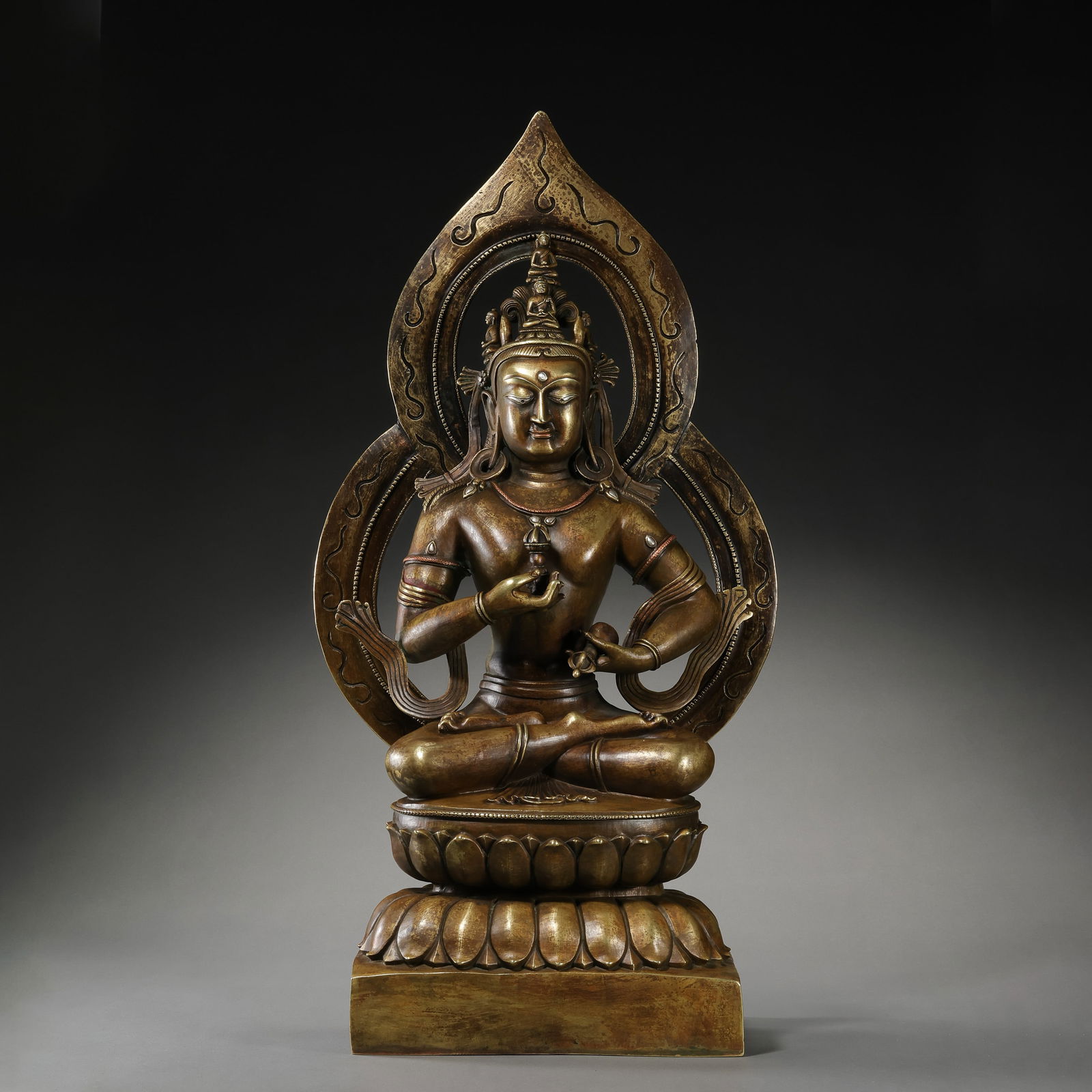 A RARE AND MONUMENTAL COPPER-ALLOY FIGURE OF VAJRASATVATIBET, 13TH - 14TH CENTURY (1 of 12)