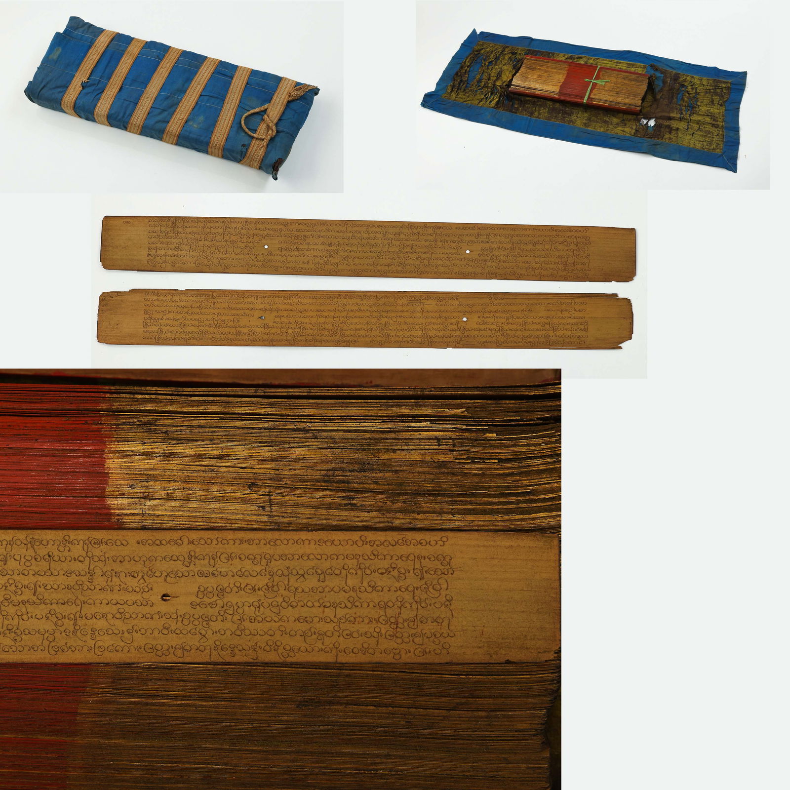 A RARE AND COMPLETE TIBETAN PATTRA LEAF MANUSCRIPT SETTIBET, POSSIBLY 14TH–17TH CENTURY OR EARLIER: Description This exceptional lot comprises a comprehensive set of Pattra Leaf (palm leaf) scriptures, preserved in remarkable condition. The manuscript is traditionally housed and protected within a h