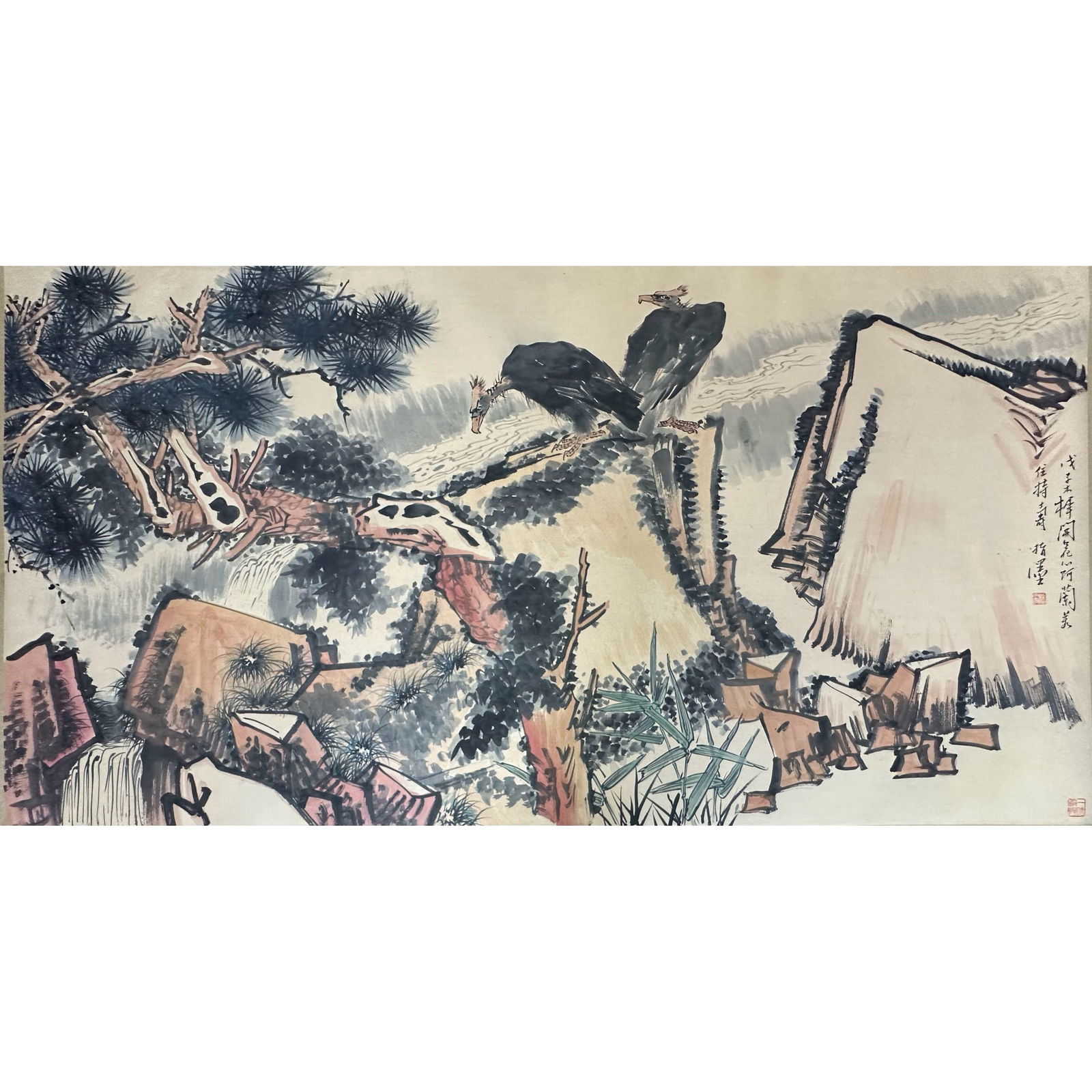 PAN TIANSHOU (1897-1971): Ink on paper, already mounted.Image dimensions:Length: 240.0 cm (94.48 inches)Width: 120.0 cm (47.24 inches)*If you win the item, we will provide customized packaging tailored specifically for your go