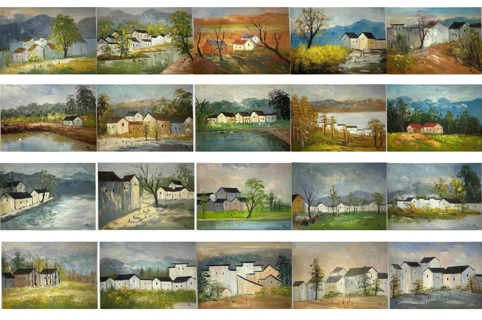 WU GUANZHONG (1919–2010) SKETCHING THE MOTHERLAND: A COLLECTED ALBUM OF TWENTY LANDSCAPES: Oil on Paper , A Collection of Twenty WorksDescription This rare and comprehensive collection consists of twenty original oil sketches by Wu Guanzhong, a pioneer of modern Chinese art. These works rep