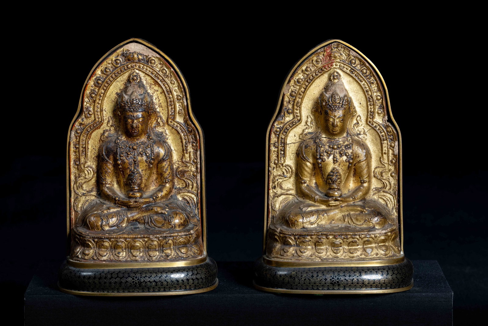 A set of gilt bronze seated Buddha statues from the Qing Dynasty, China (1 of 5)