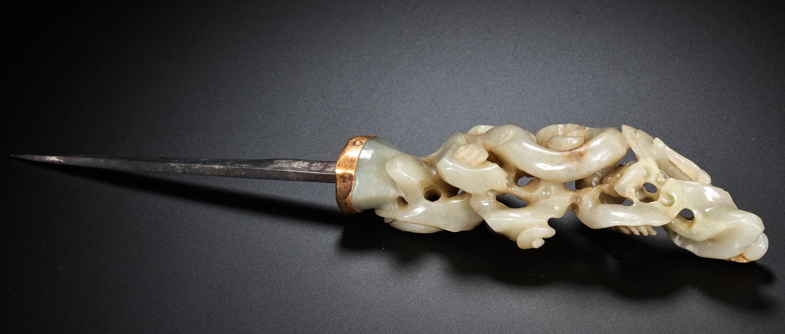 Ancient Chinese Jade-Handled Silver Knife - 3