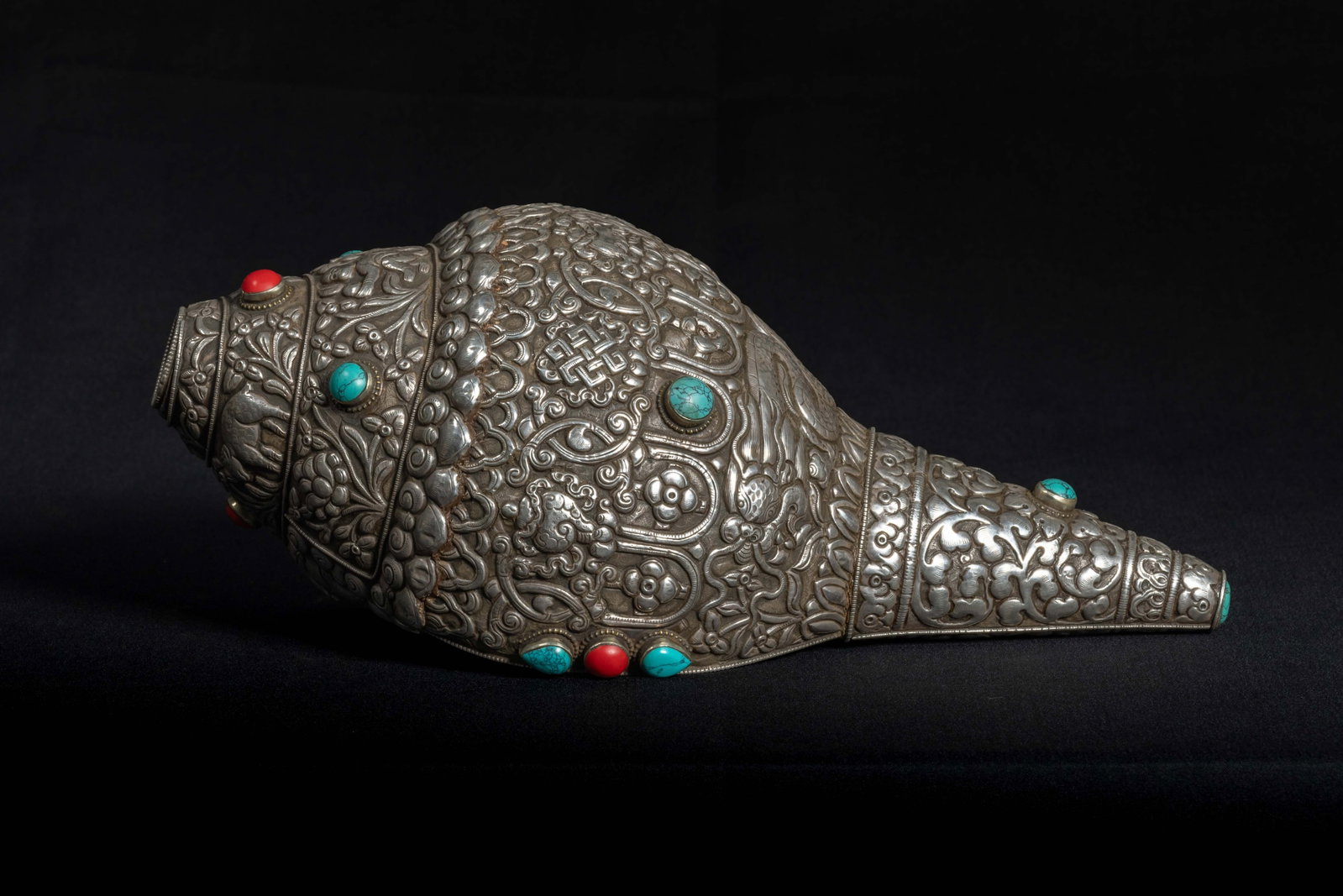 Chinese Qing Dynasty Buddhist Silver Conch Shell - 3