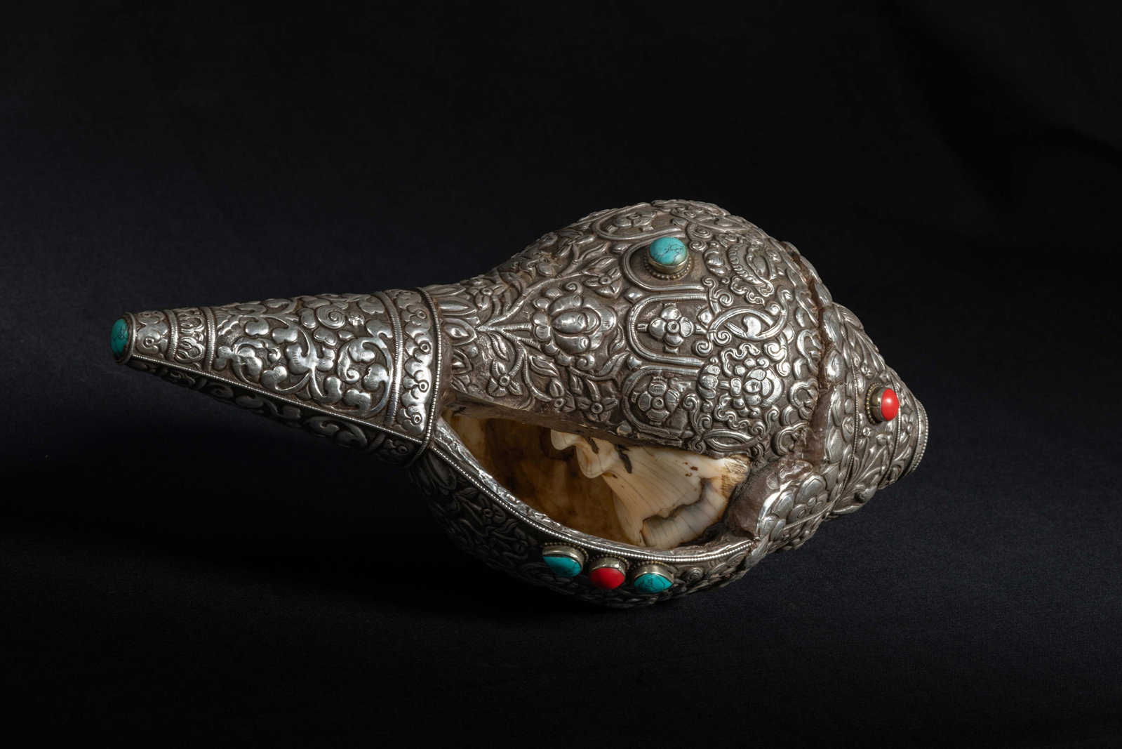 Chinese Qing Dynasty Buddhist Silver Conch Shell - 6