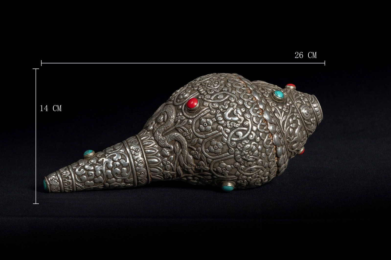 Chinese Qing Dynasty Buddhist Silver Conch Shell - 7