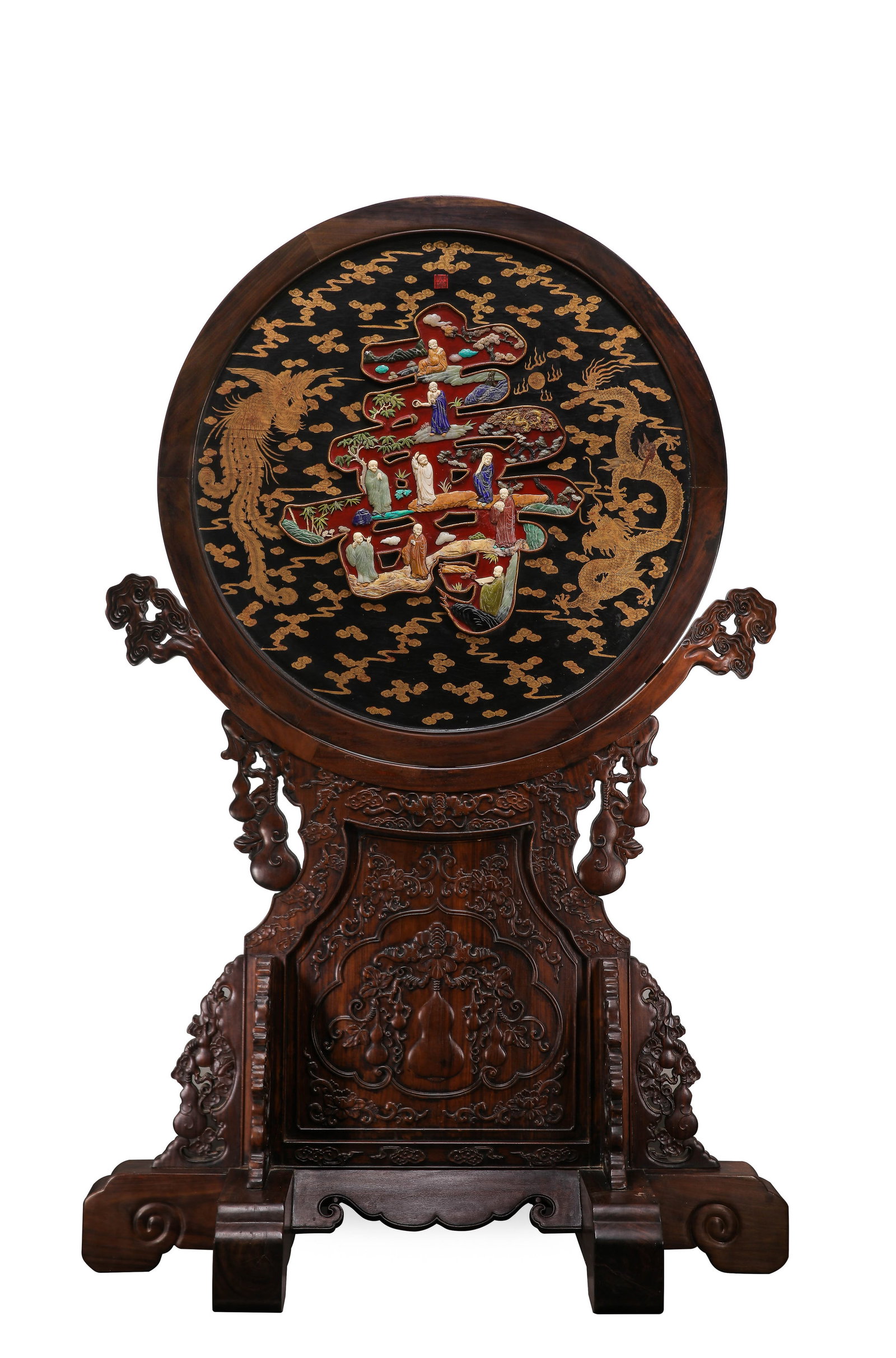Chinese Qing Dynasty Longevity Character Screen - 7
