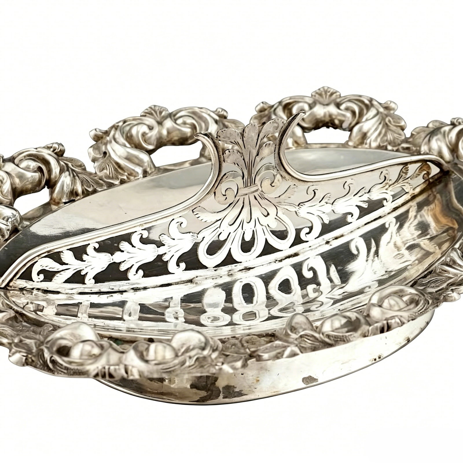 Oval Solid Silver Divided Serving Dish with Rococo Foliate Relief, Austro-Hungarian Empire: Oval Solid Silver Divided Serving Dish with Rococo Foliate Relief, Austro-Hungarian EmpireBasic InformationObject Category: Antique solid silver divided serving and display dish from the Austro-Hungar