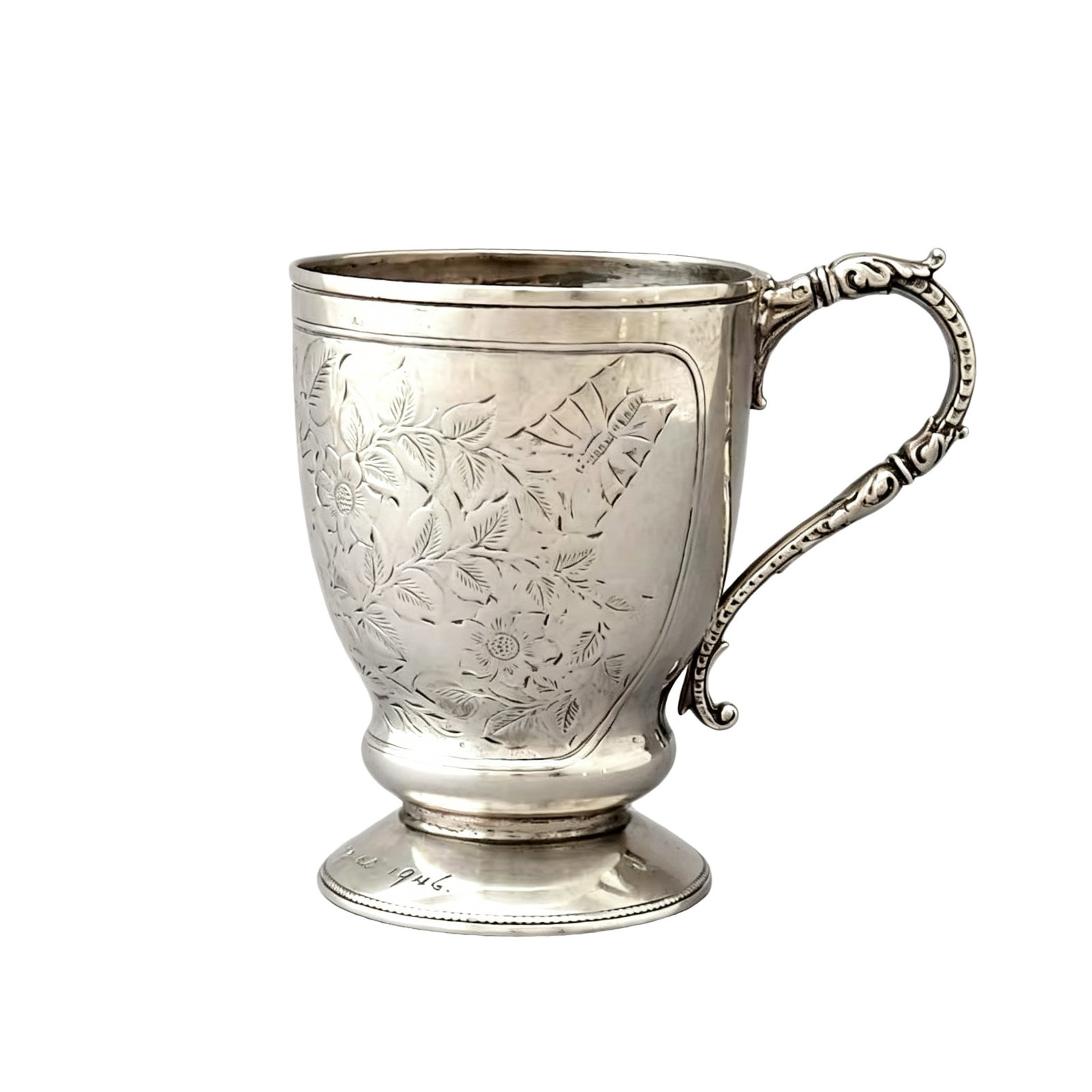 Victorian Hand-Chased Sterling Silver Mug, London, England (1 of 7)