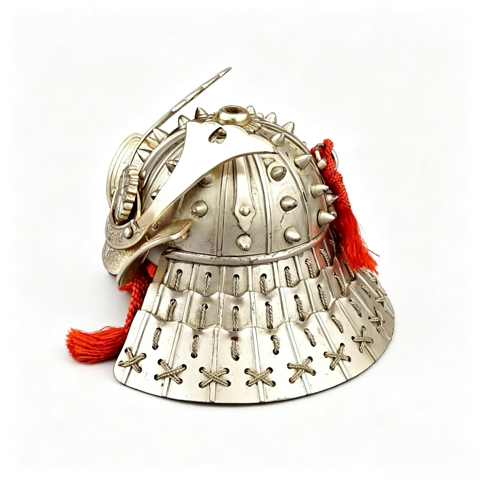 Samurai Kabuto-Shaped Solid Silver Konpeito Candy Box - 3