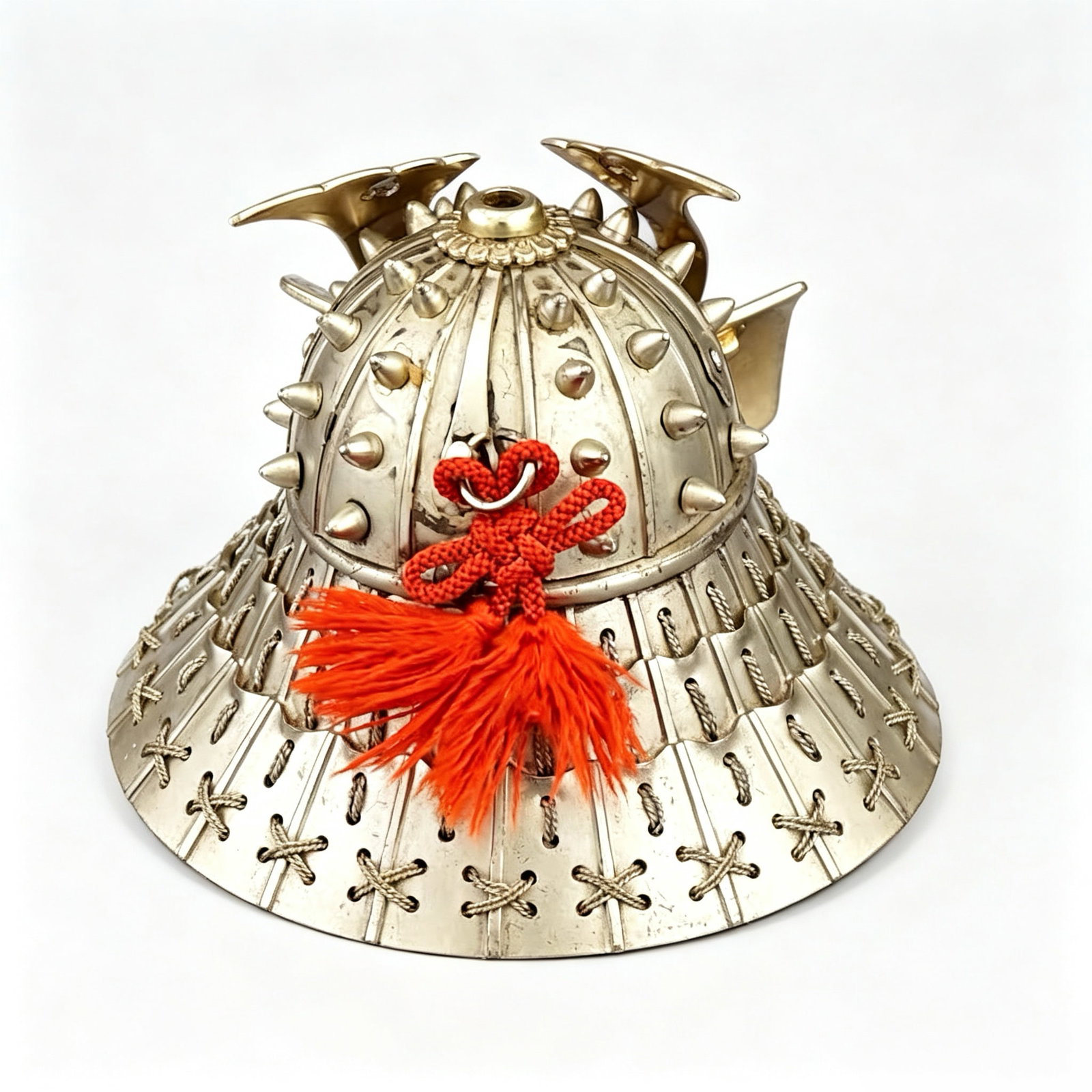 Samurai Kabuto-Shaped Solid Silver Konpeito Candy Box - 4
