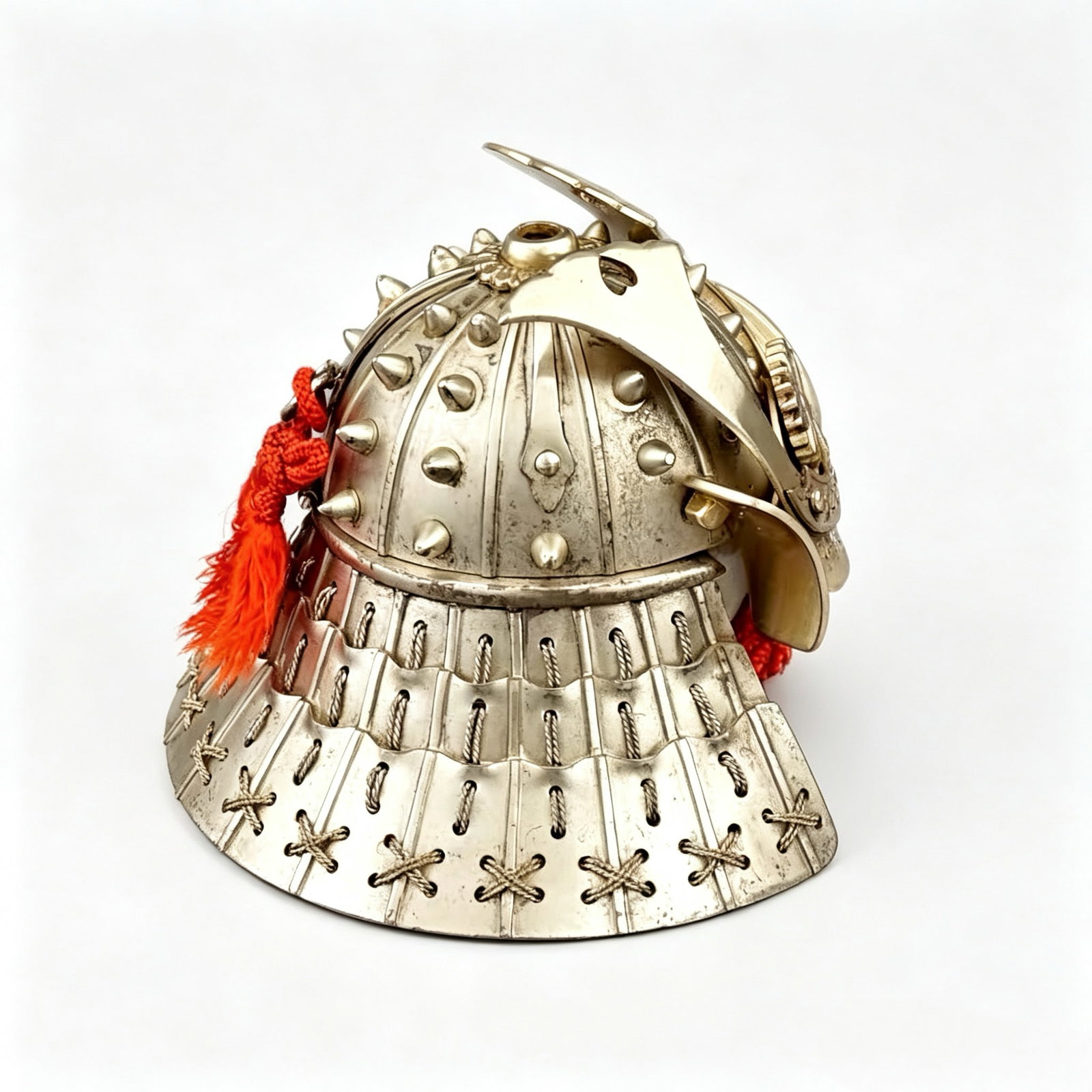 Samurai Kabuto-Shaped Solid Silver Konpeito Candy Box - 5