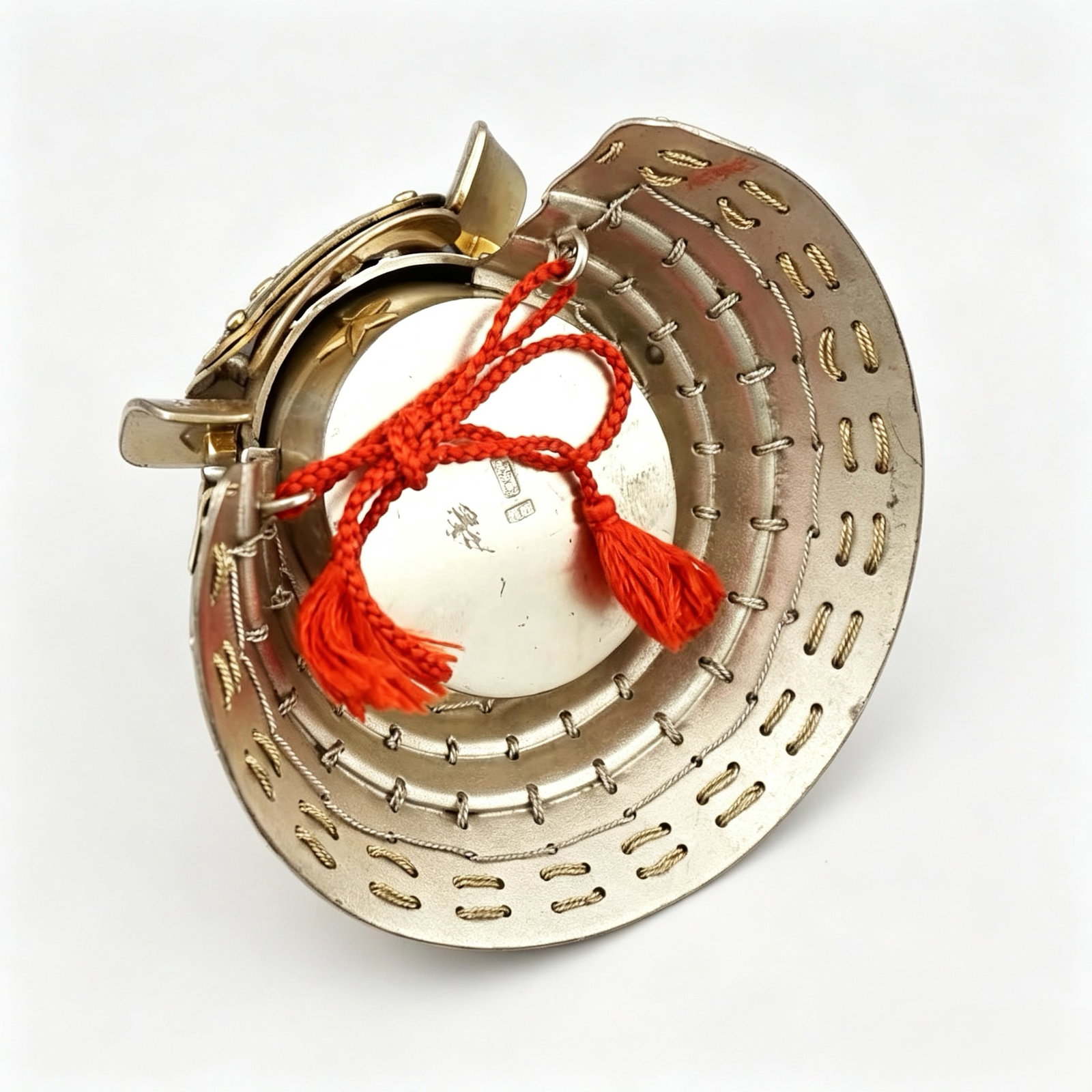 Samurai Kabuto-Shaped Solid Silver Konpeito Candy Box - 7