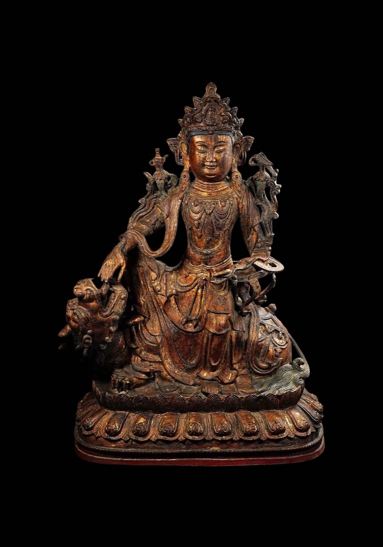 Ming Dynasty Gilt-Bronze Statue of Manjushri Bodhisattva (1 of 13)
