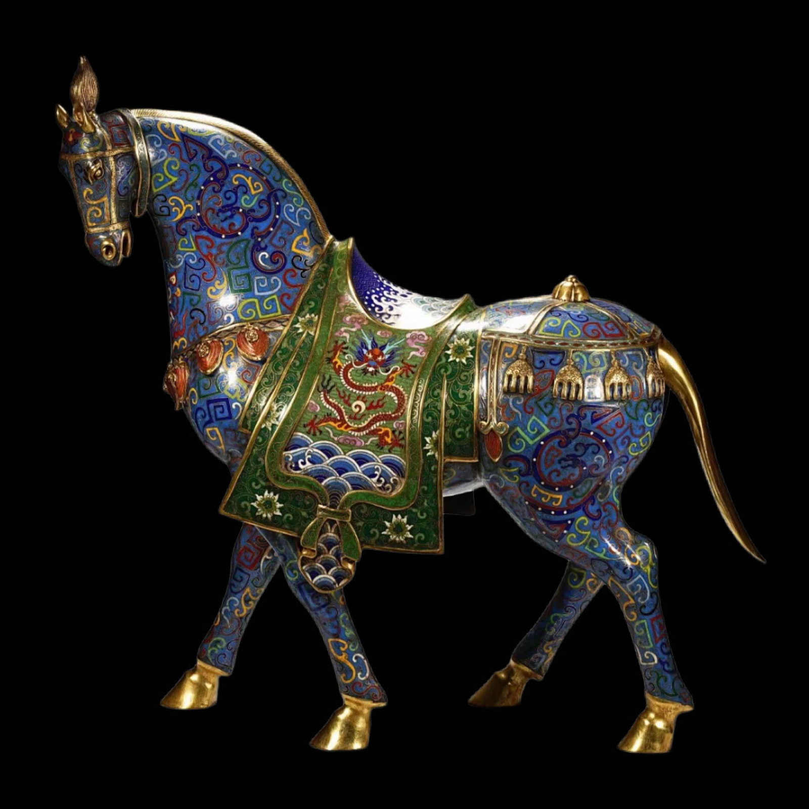 Cloisonné Horse Ornament, Qianlong Period, Qing Dynasty (Symbolizing Instant Success): Cloisonné Horse Ornament, Qianlong Period, Qing Dynasty (Symbolizing Instant Success)I. Basic InformationDating Suggestion: Qianlong Period, Qing Dynasty (18th Century)Material: Finely cast copper bo