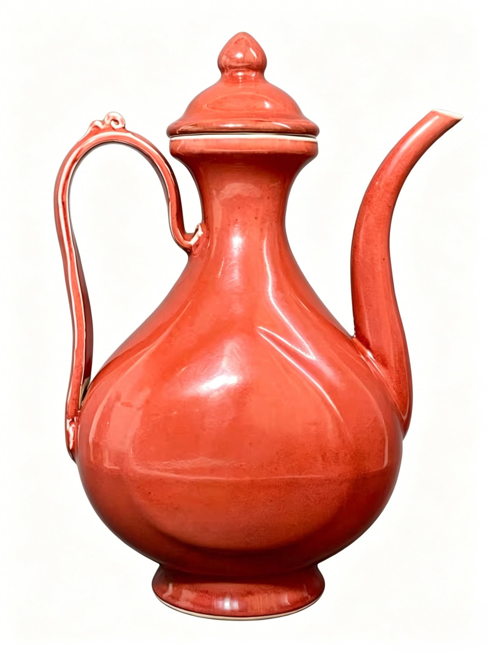 Yuhuchun-Style Covered Ewer with Sacrificial Red Glaze, Xuande Six-Character Mark of the Ming (1 of 7)