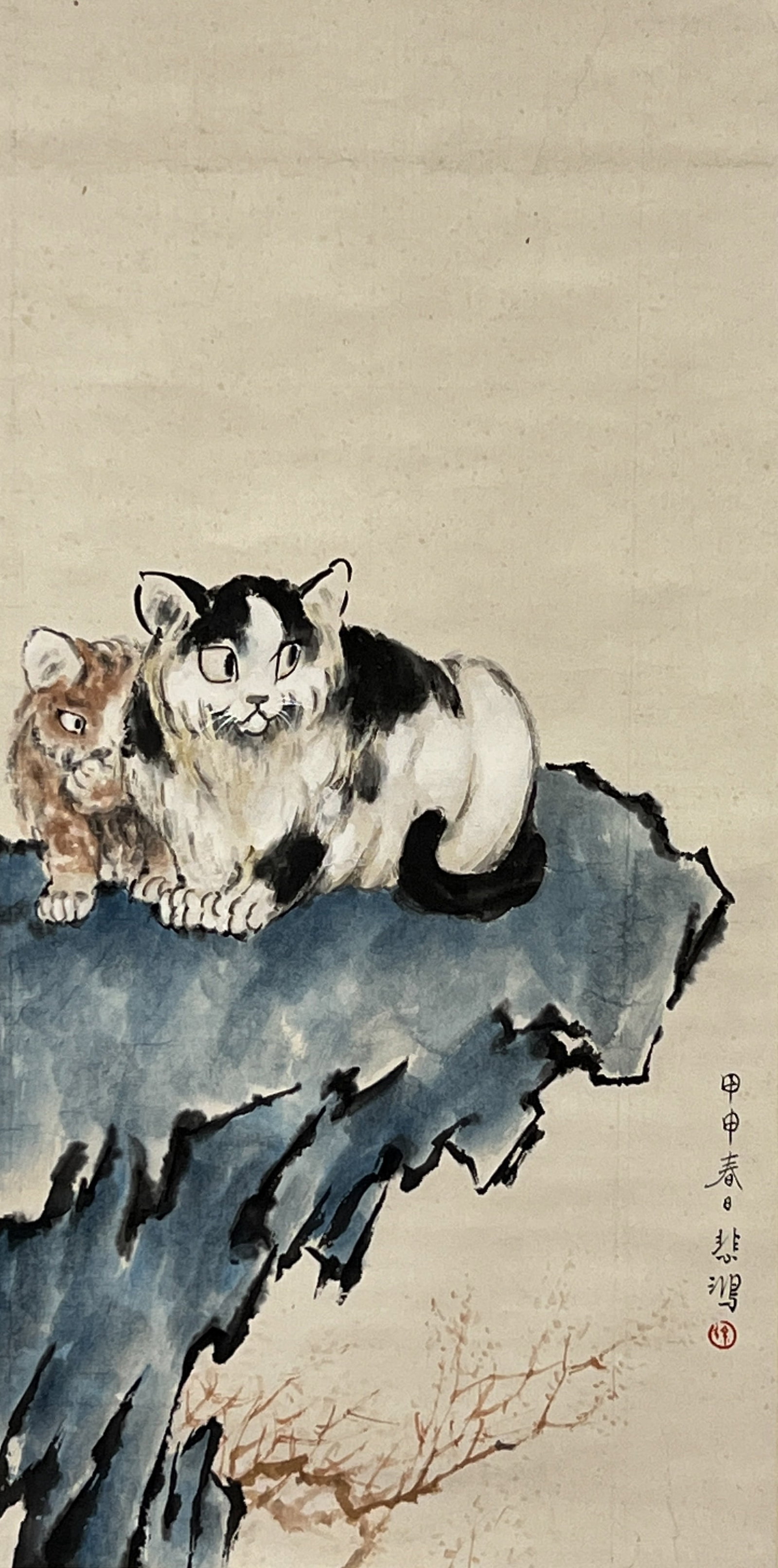 Xu Beihong, Two Cats, Paper Hanging Scroll - 2