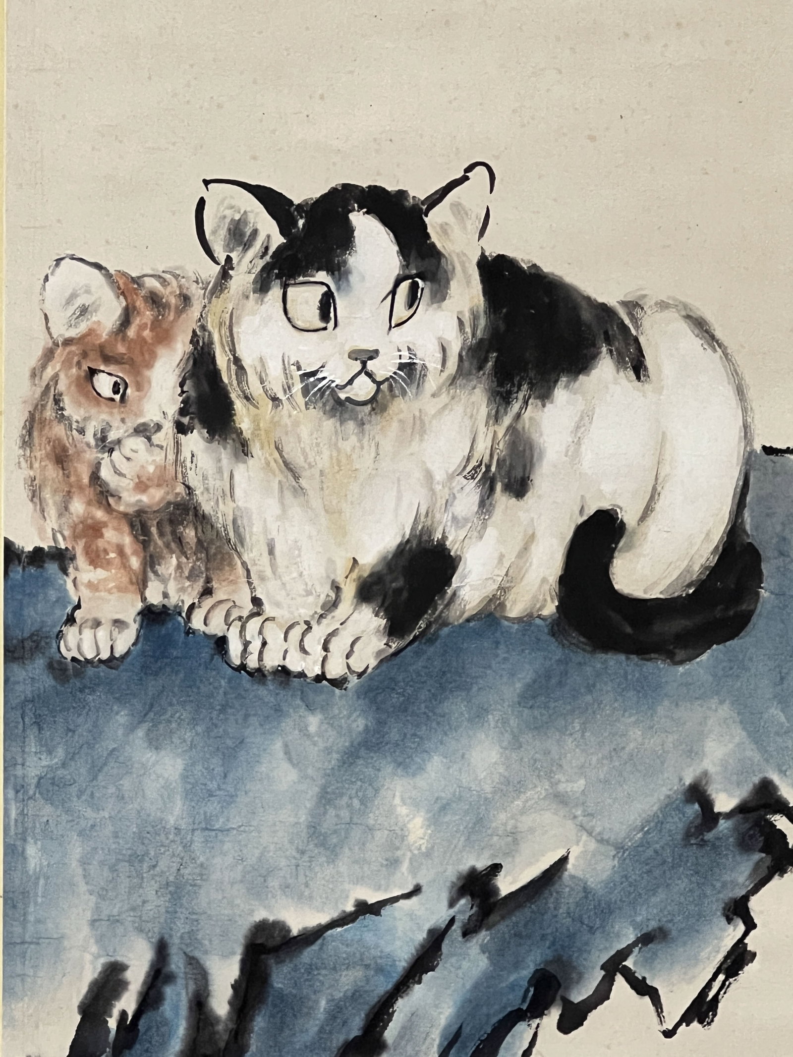 Xu Beihong, Two Cats, Paper Hanging Scroll - 3