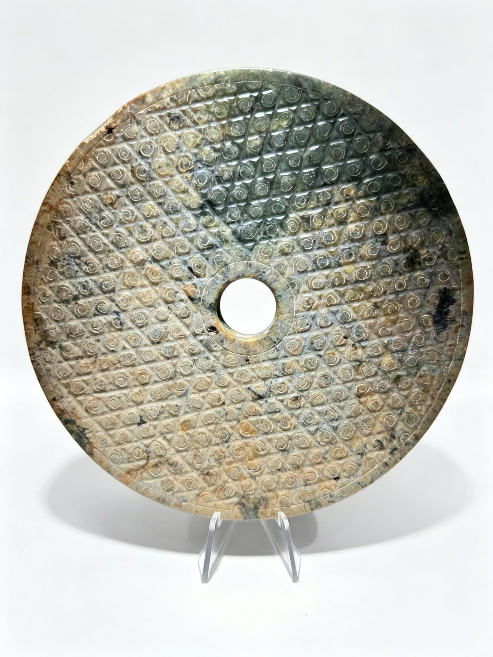 Warring States Hetian Green Jade Bi Disc with Grain Patterns (1 of 5)