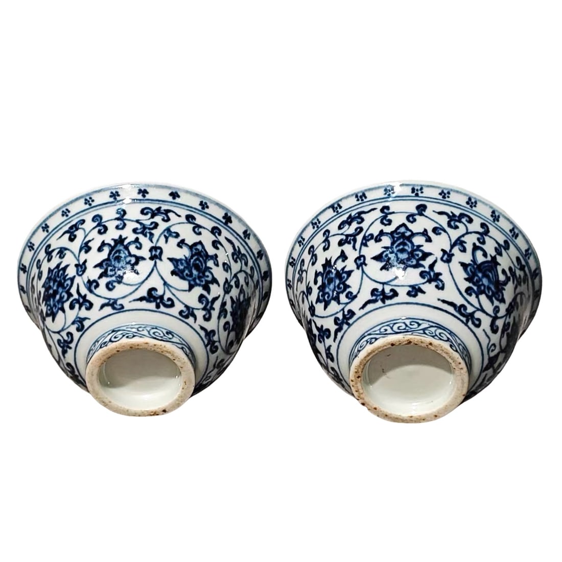A Pair of Flared Cups Decorated with Underglaze Blue Interlocking Lotus Scrolls (1 of 7)