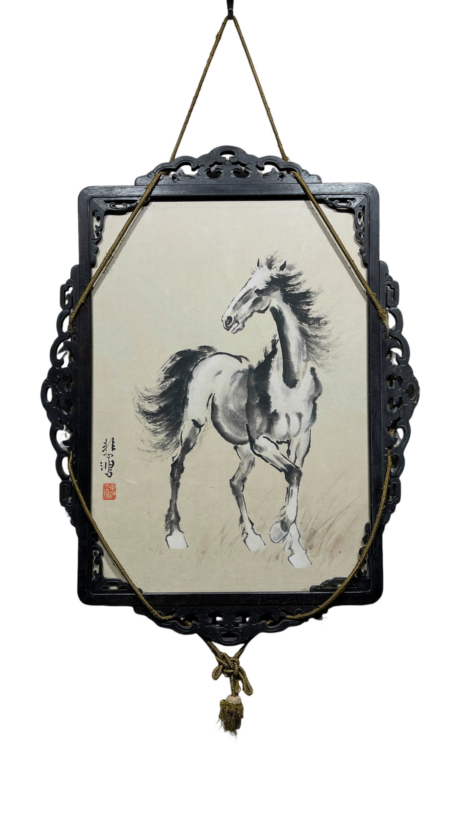 Xu Beihong, Horse Drawing, Frame on Paper: 51*38cm; 64*49 cm