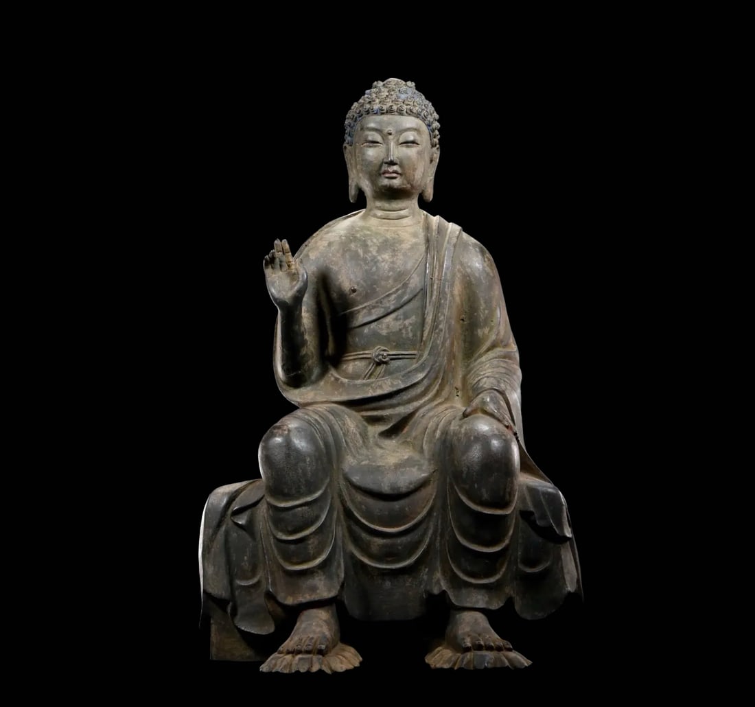 Cast Bronze Half-Lotus Seated Shakyamuni Buddha Statue (1 of 11)