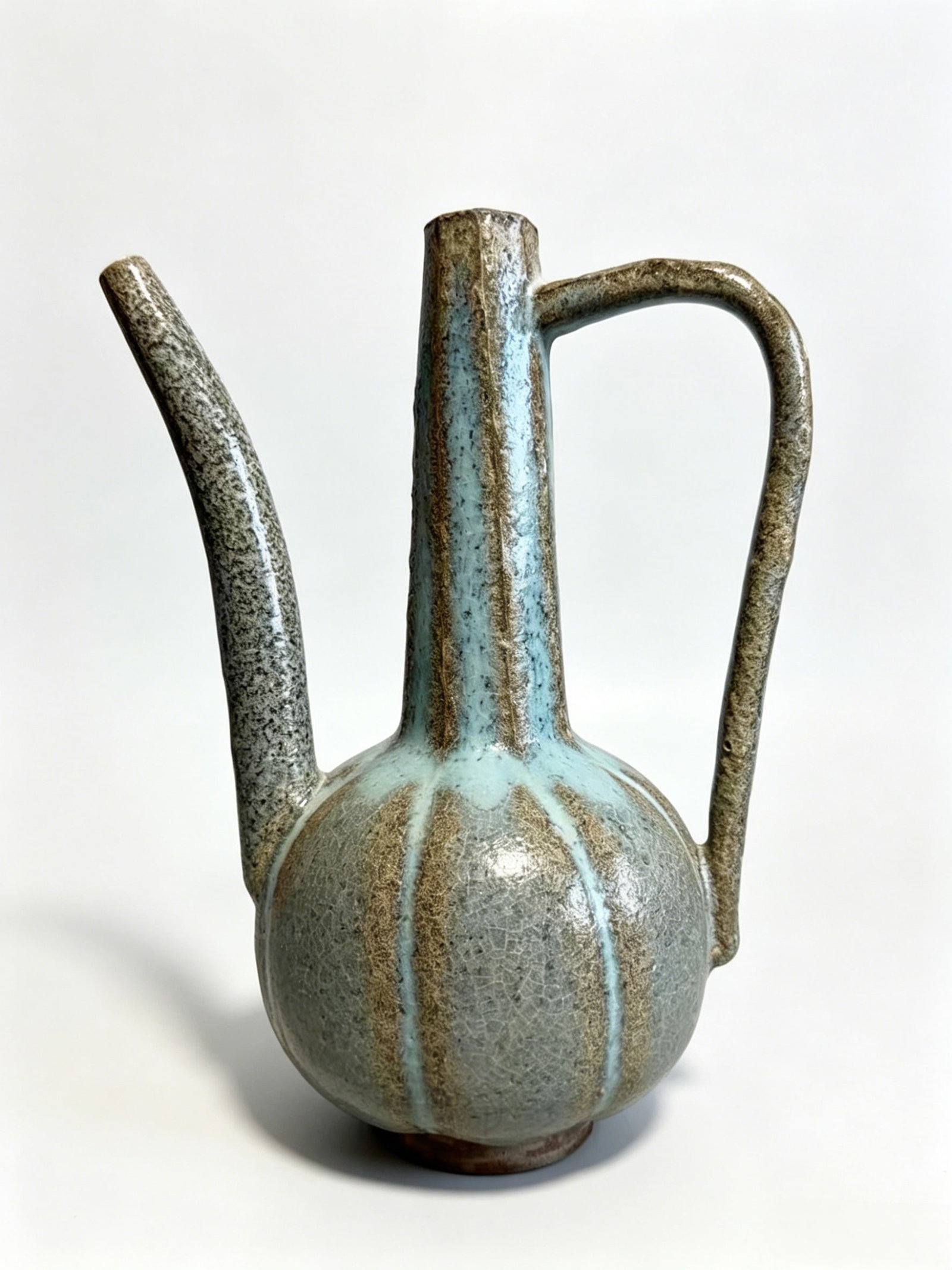 Jun Kiln Sky-Blue Glazed Melon-Ribbed Ewer (1 of 8)