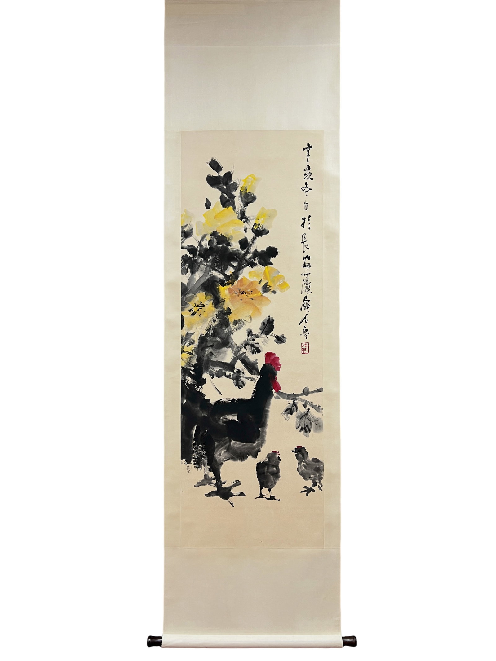 Shi Lu, Three Chickens, Paper Standing Scroll (1 of 6)