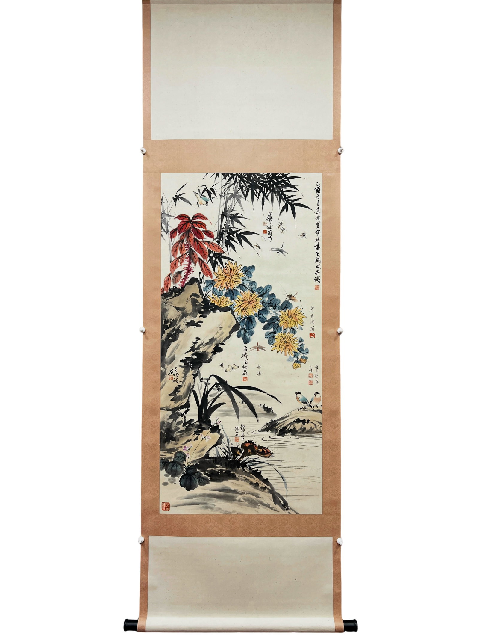 Xie Zhiliu Wang Shensheng Tang Yun Yan Bolong Wang Xuetao Li Kuchan Lu Yifei Flowers and butterflies: 113*54cm