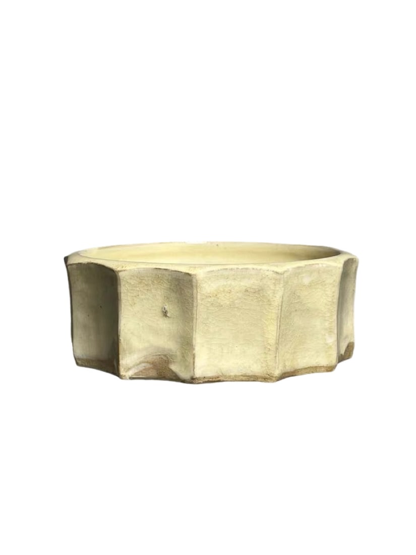White Glazed Twelve-Faceted Rhombus Rim Brush Washer (1 of 7)