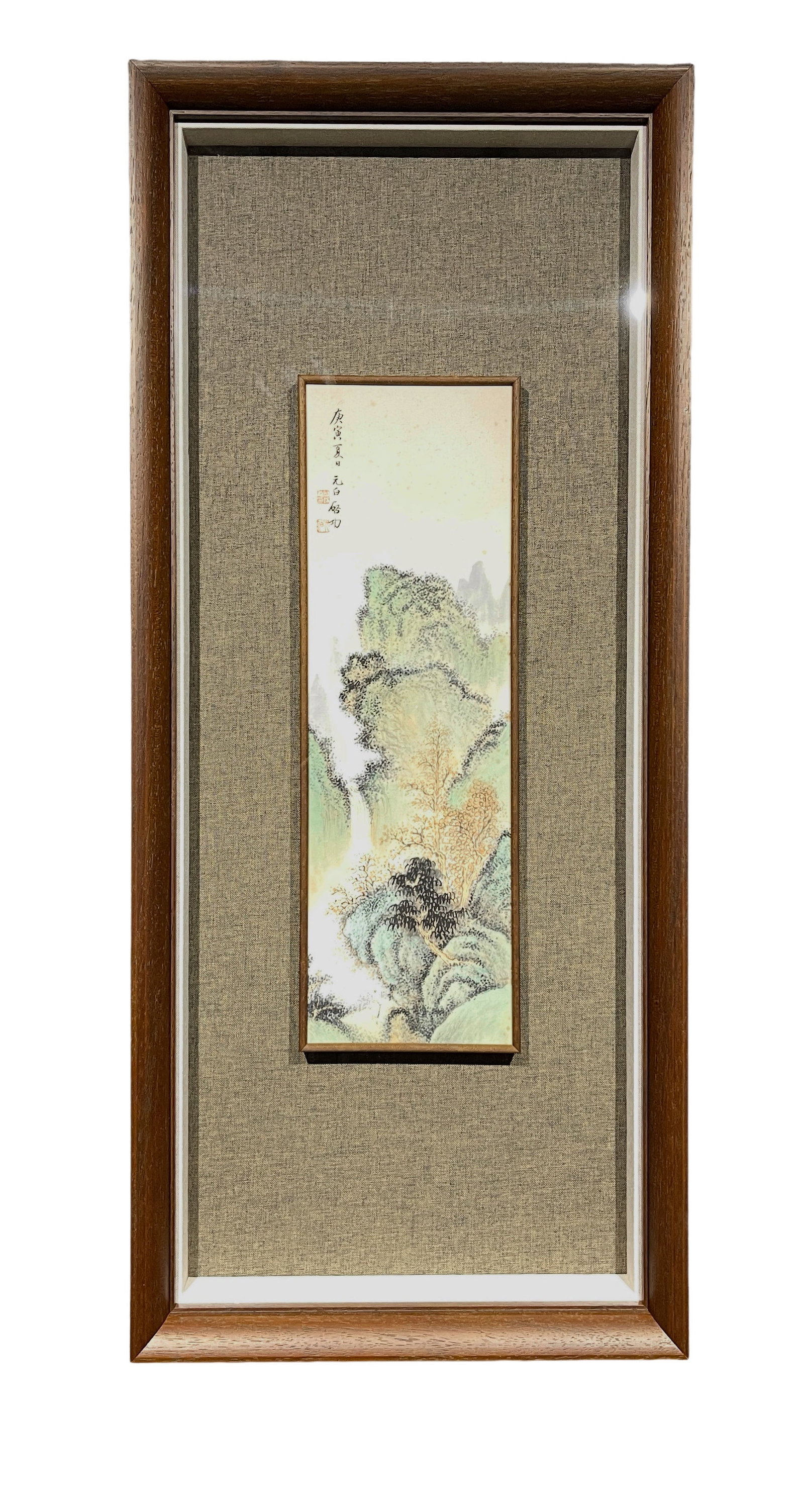 Qi Gong, Watching the Waterfall with a Staff, Paper Frame: 38*12cn; 72*31*6cm