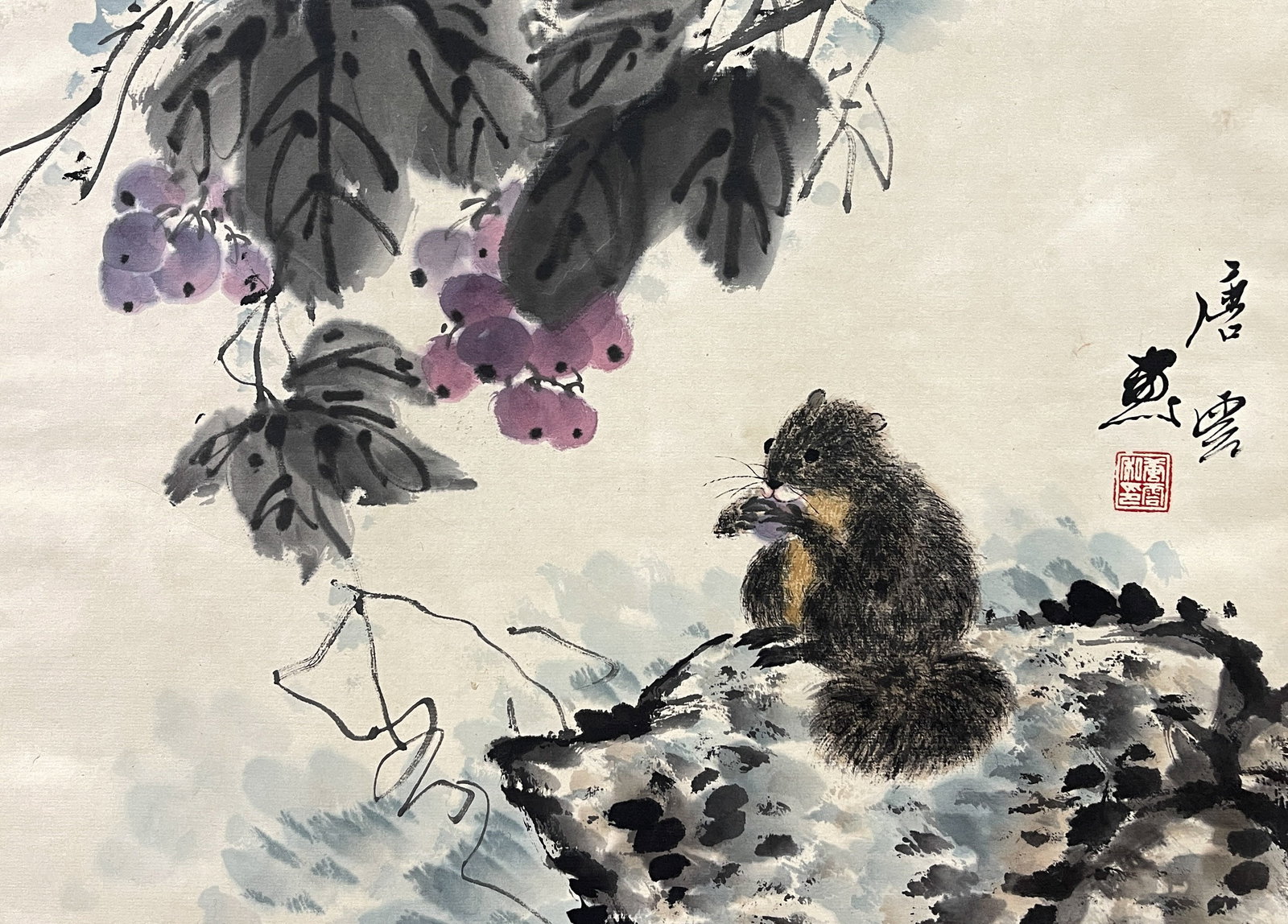 Tang Yun Squirrel Grape Mirror core on paper (1 of 7)