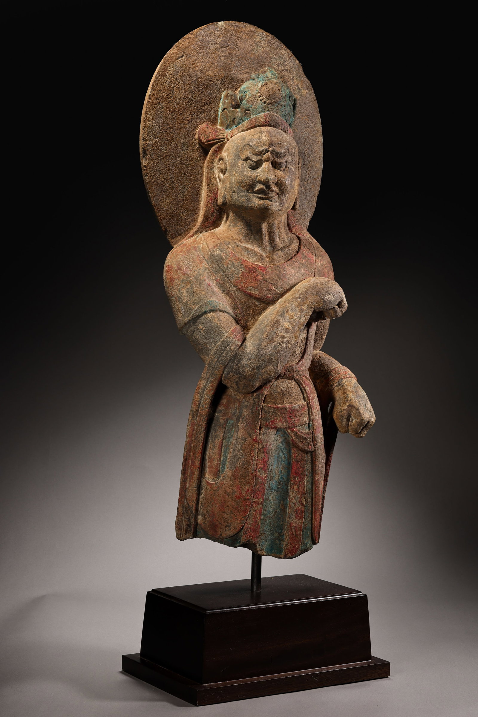 Painted Buddha statue made of bluestone from the Northern Wei Dynasty in China (1 of 9)
