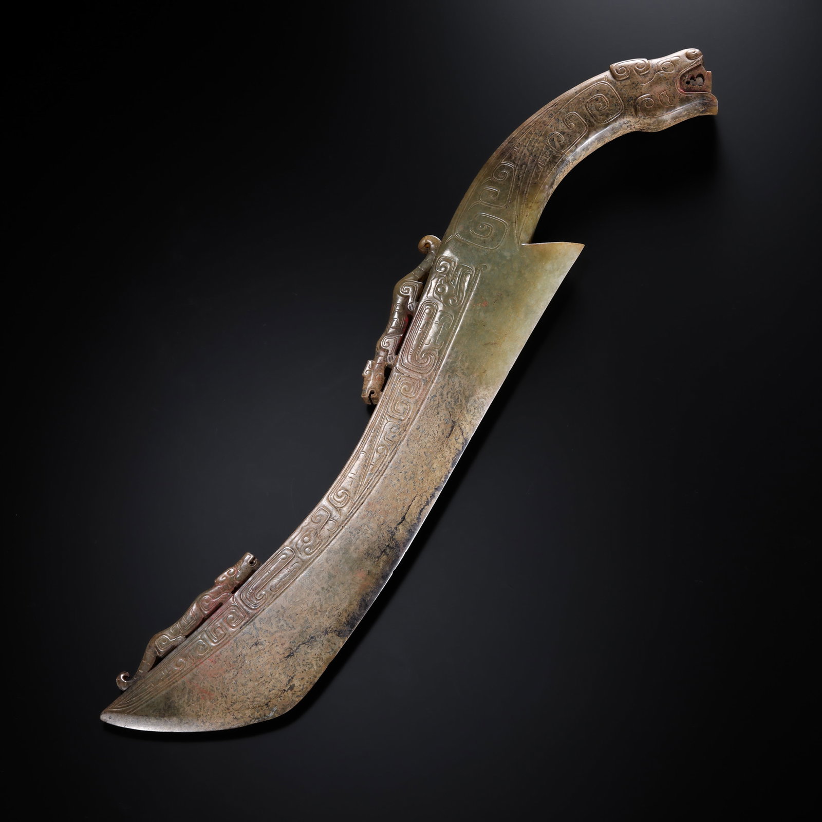 Chinese Han Dynasty Dragon-Handled Jade Knife (1 of 13)