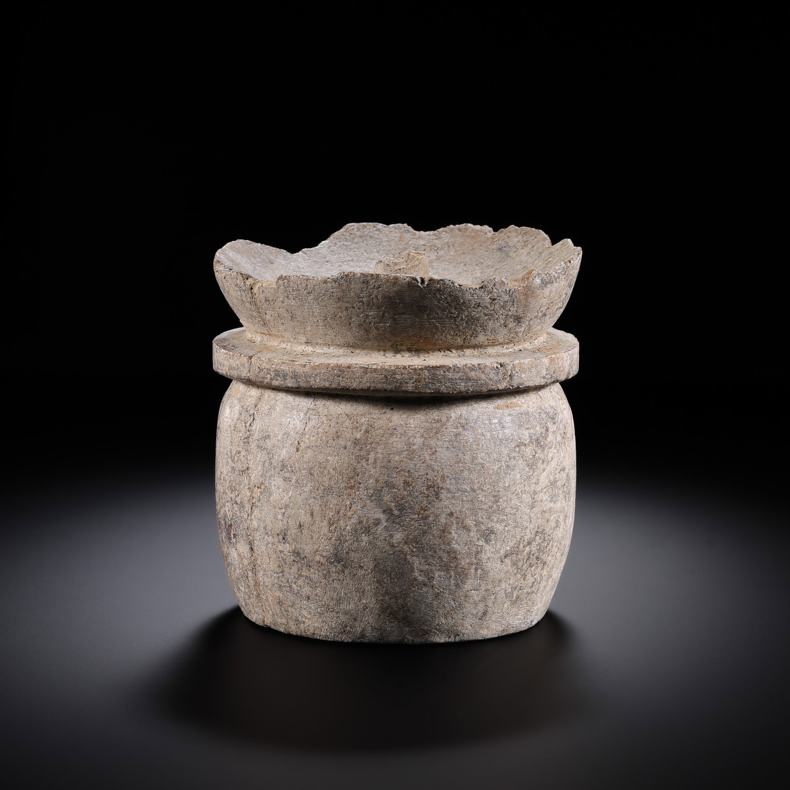 Ancient Chinese bluestone candlesticks: H . 10.6 cm . W . 10.2 cm . Weight 1845 gram .