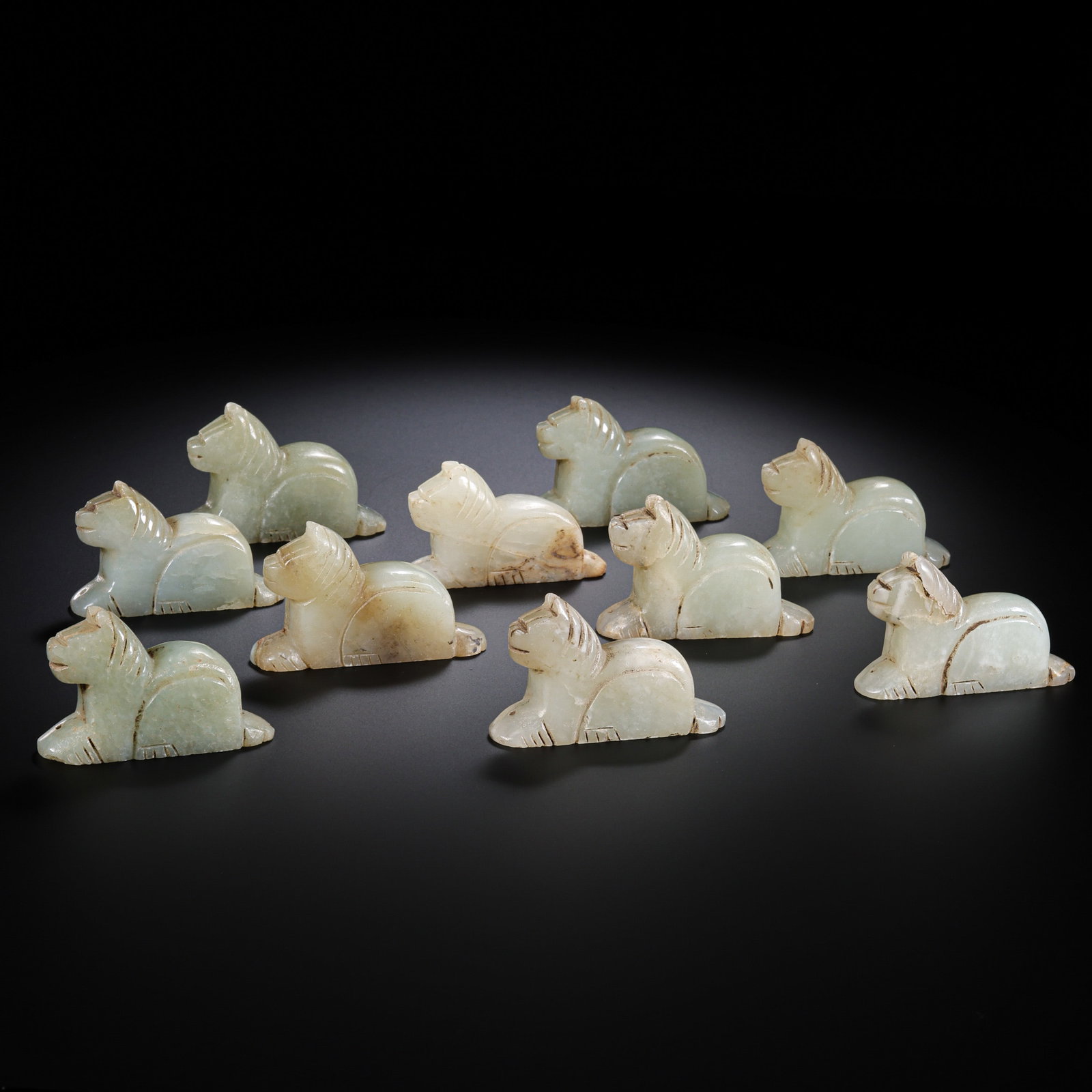 A set of jade horse belt plaques from the Liao Dynasty in China (1 of 10)
