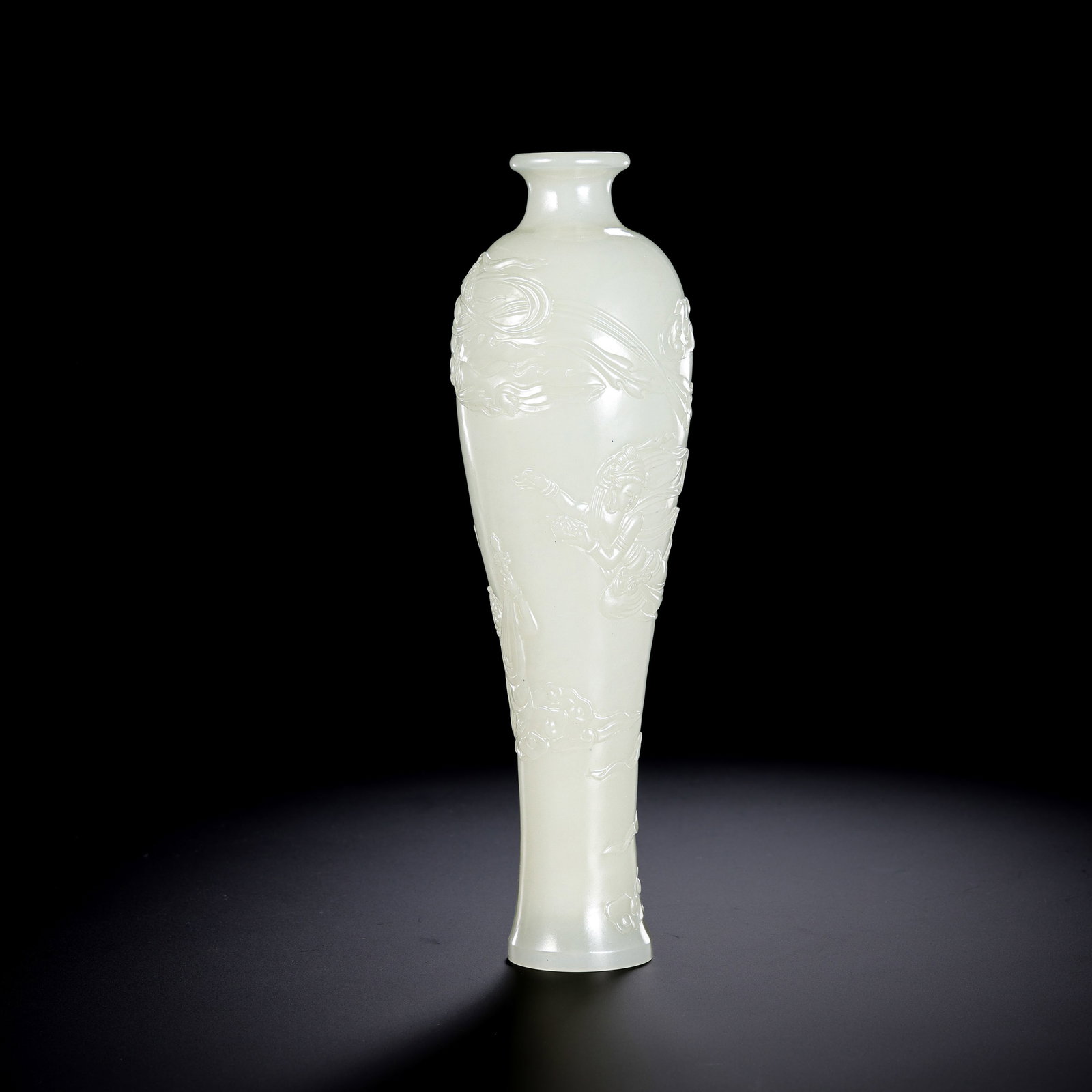 Chinese Qing Dynasty Hetian white jade carved plum vase (1 of 11)