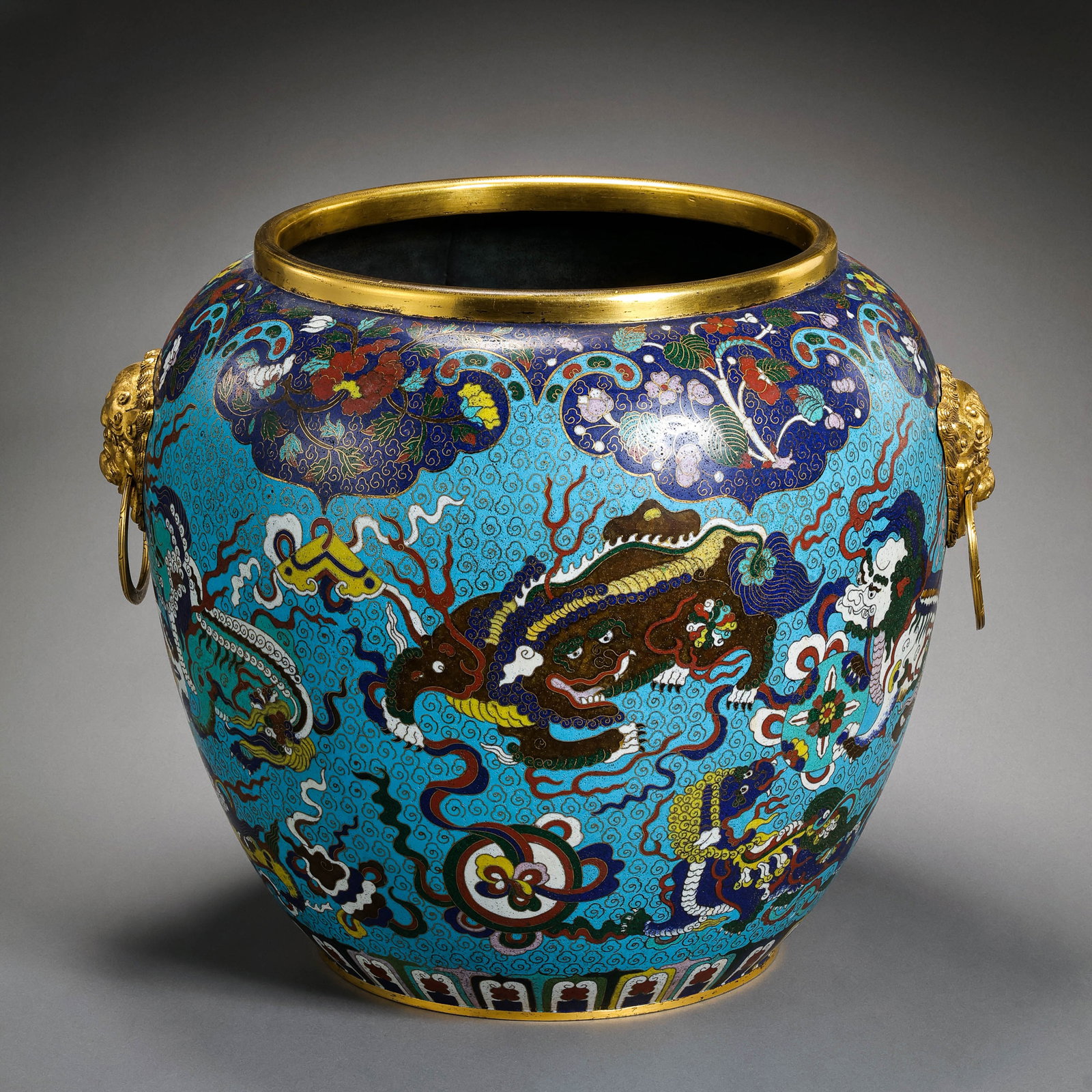 Cloisonné enamel double-ring handle jar from the Qing Dynasty, China (1 of 9)