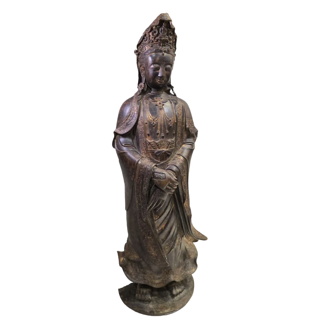 Ancient Chinese bronze standing Buddha statues (1 of 6)