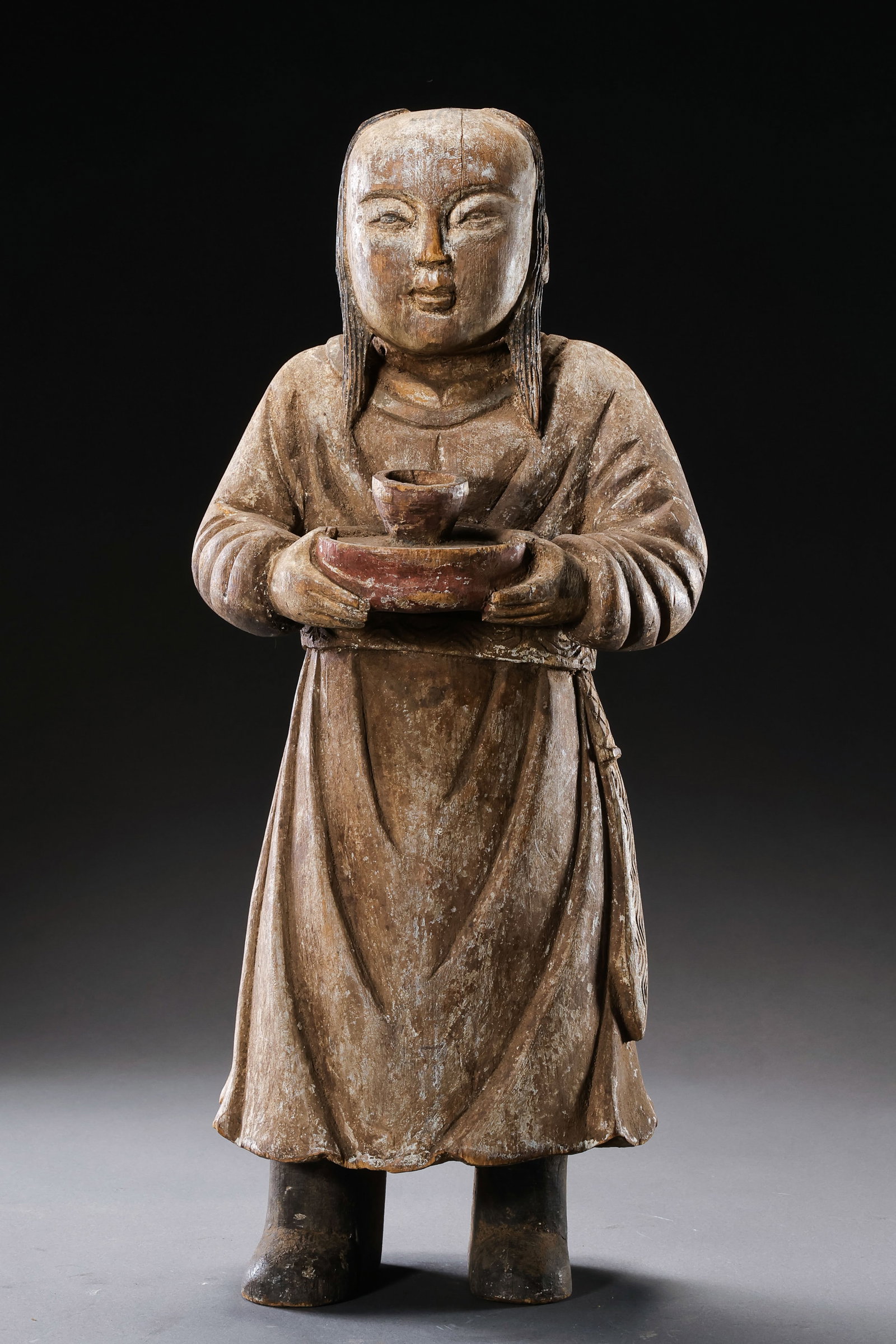 Ancient Chinese painted wooden figurines (1 of 8)
