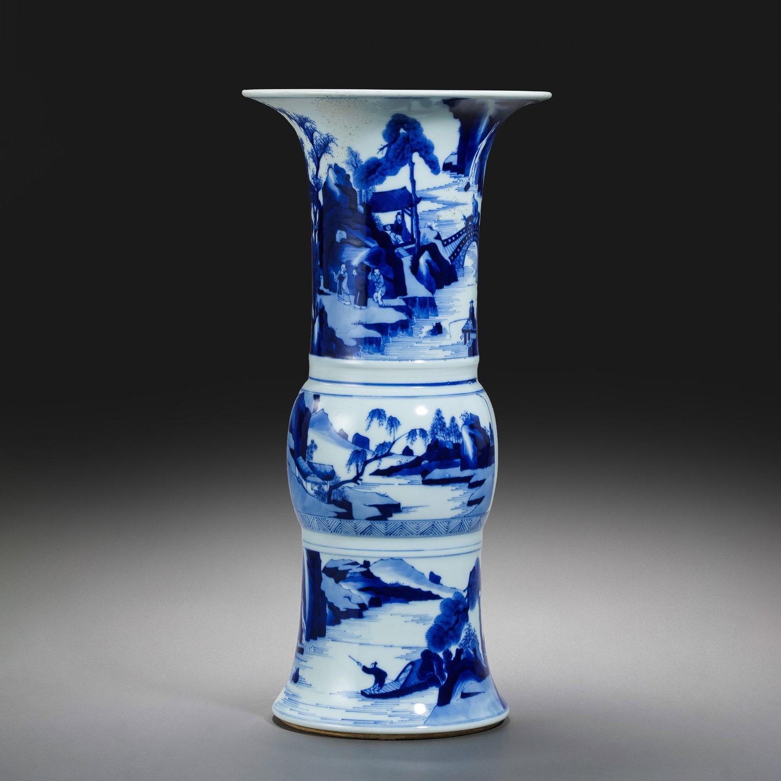Blue and white porcelain vase with landscape design from the Chenghua period of the Ming Dynasty, (1 of 12)